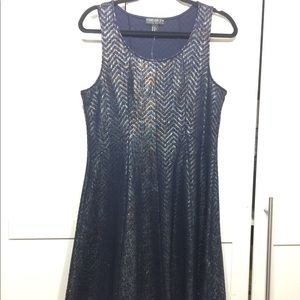 Navy Stretch Shimmer Sleeveless Dress